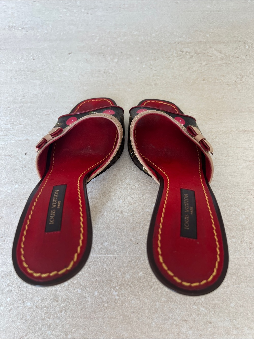 Louis Vuitton Red Monogram Murakami Cherry Mule Sandals - Picture 8 of 8